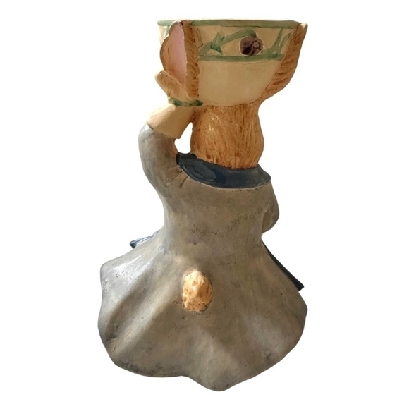 Rabbit Statue Bunny With Basket Figurine Resin Multicolored Rabbit Sculpture - Picture 5 of 6